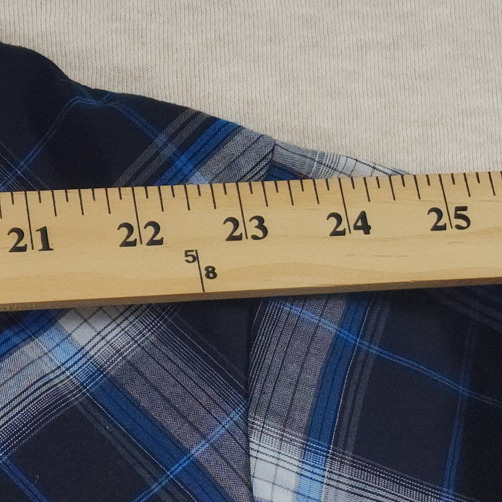 Plains Western Wear Shirt Mens 3X Big Blue Plaid Pearl Snap Button Long Sleeve - Picture 7 of 9